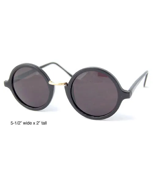 KINGS RD. Black Round Sunglasses
